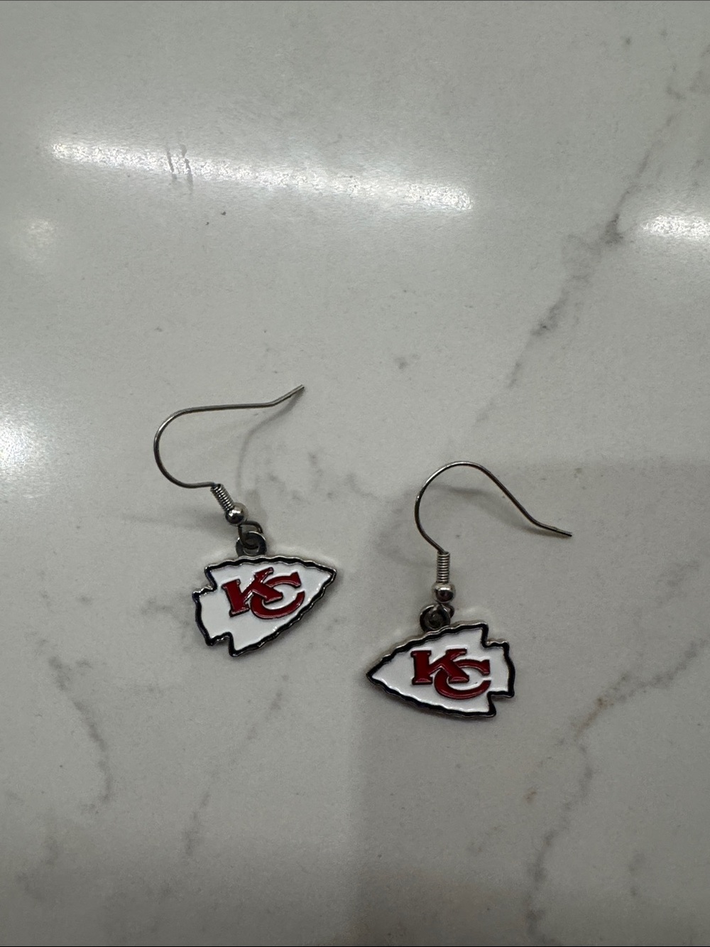 Kansas City Chiefs Logo Dangle Earrings - White & Red